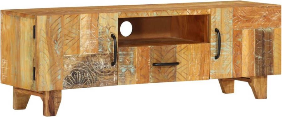 The Living Store Vintage Massief Gerecycled Houten Tv-Meubel 120x30x40 cm 2 deuren 1 lade en 1 vak - Foto 2