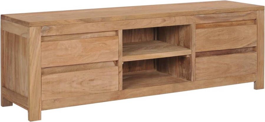 The Living Store Vintage Massief Teakhouten TV-meubel 115 x 30 x 40 cm 4 lades en 2 open vakken - Foto 2