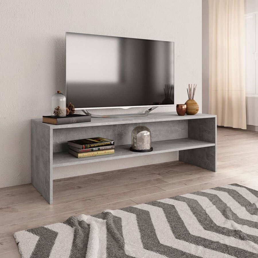 The Living Store Vintage TV-meubel Bewerkt hout 120 x 40 x 40 cm Betongrijs - Foto 2