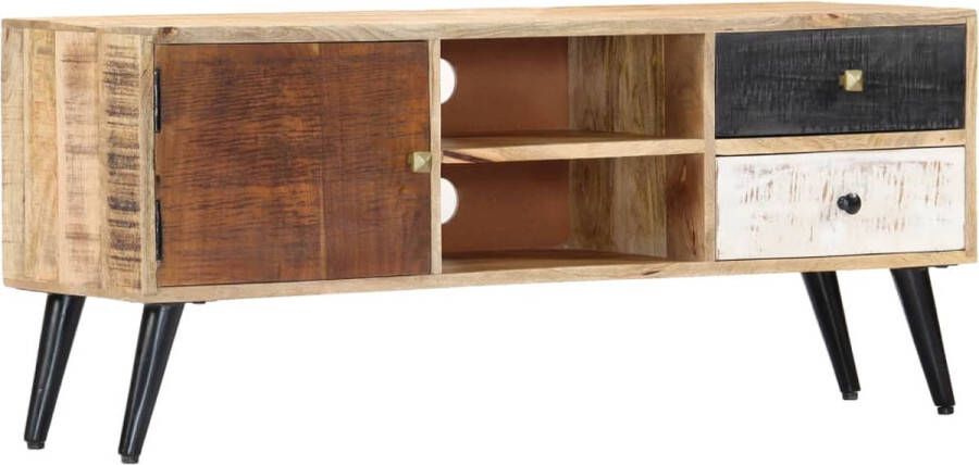 The Living Store Vintage TV-meubel Massief mangohout 115 x 30 x 47 cm Retro-stijl - Foto 2