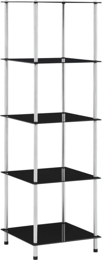 The Living Store Vitrinekast 40 x 40 x 130 cm Stevig en veilig Zwart Vitrinekast Glazen Kast Display Case Opbergkast Woonaccessoires - Foto 2