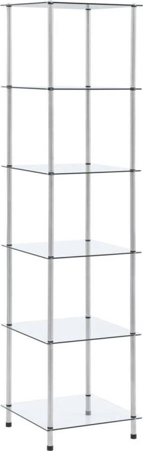 The Living Store Kastje 6-laags 40x40x160 cm gehard glas transparant Vitrinekast Displaycase Glazen Kast Opbergkast Woonaccessoires - Foto 2