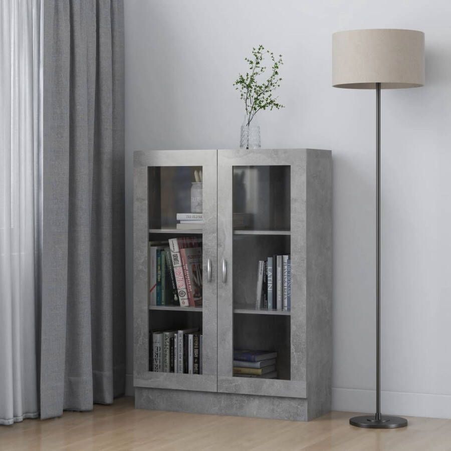VidaXL Vitrinekast 82 5x30 5x115 cm Betongrijs Vitrinekast Houten Kast Grijze Kast Bergruimte Woonkamerdecoratie Opslagmogelijkheden Tv Stand - Foto 2