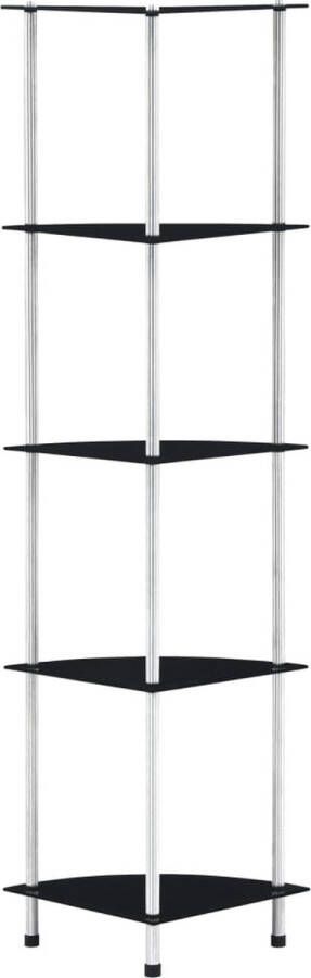 The Living Store Vitrinekast Glas en Roestvrij Staal 30 x 30 x 130 cm 5 lagen Vitrinekast Boekenkast Displaykast Interieurdecoratie Designmeubel - Foto 2
