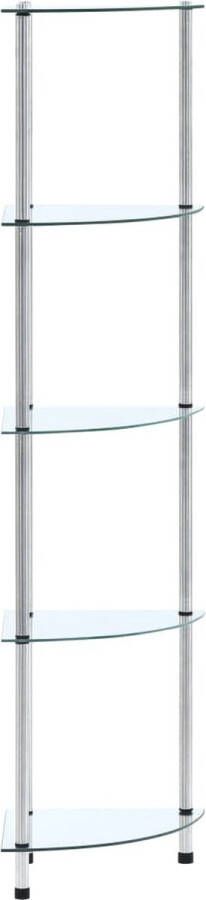 The Living Store Kastje 5-laags 30x30x130 cm gehard glas transparant Vitrinekast Glazen Kast Boekenkast Display Case Opslagruimte - Foto 2