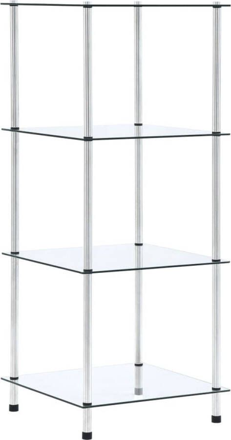 The Living Store Kastje 4-laags 40x40x100 cm gehard glas transparant Vitrinekast Glazen Kast Displaykast Opbergkast Woonaccessoires