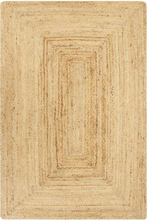 The Living Store Vloerkleed handgemaakt 160x230 cm jute naturel Vloerkleed Jute Tapijt Handgemaakt Tapijt Naturel Tapijt Woonkamer Tapijt - Foto 3