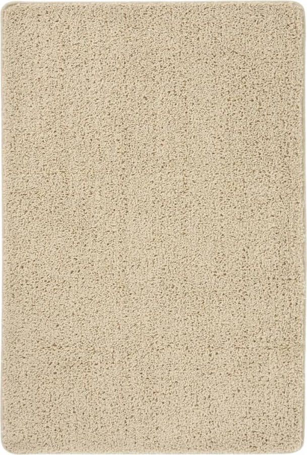 The Living Store Vloerkleed shaggy anti-slip 140x200 cm crèmekleurig Vloerkleed Shag Carpet Kruimelvrij Anti Slip Beige