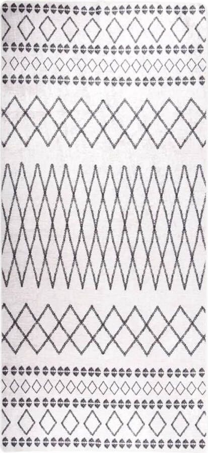 VidaXL The Living Store Vloerkleed Vloerkleden Afmeting- 80 x 300 cm Kleur- zwart en wit Vloerkleed Fluweel Zwarte Vloerkleed Witte Vloerkleed Groot Vloerkleed - Foto 2