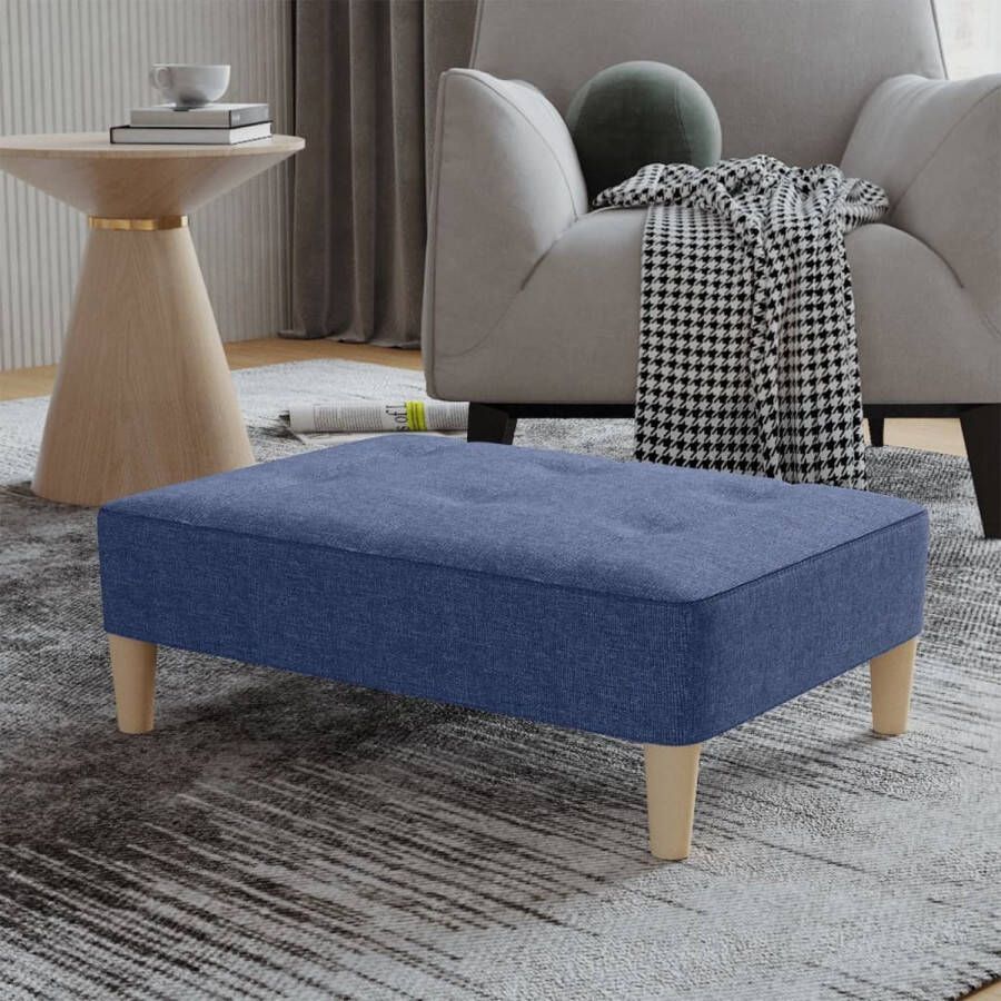 The Living Store Voetenbank blauw 78 x 56 x 32 cm stoffen bekleding kunststof multiplex montage vereist