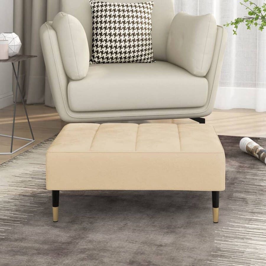 The Living Store Voetenbank 78x56x32 cm fluweel crèmekleurig Voetbank Voetenbank Relaxstoel Lounge Stoel Fluweel Bank