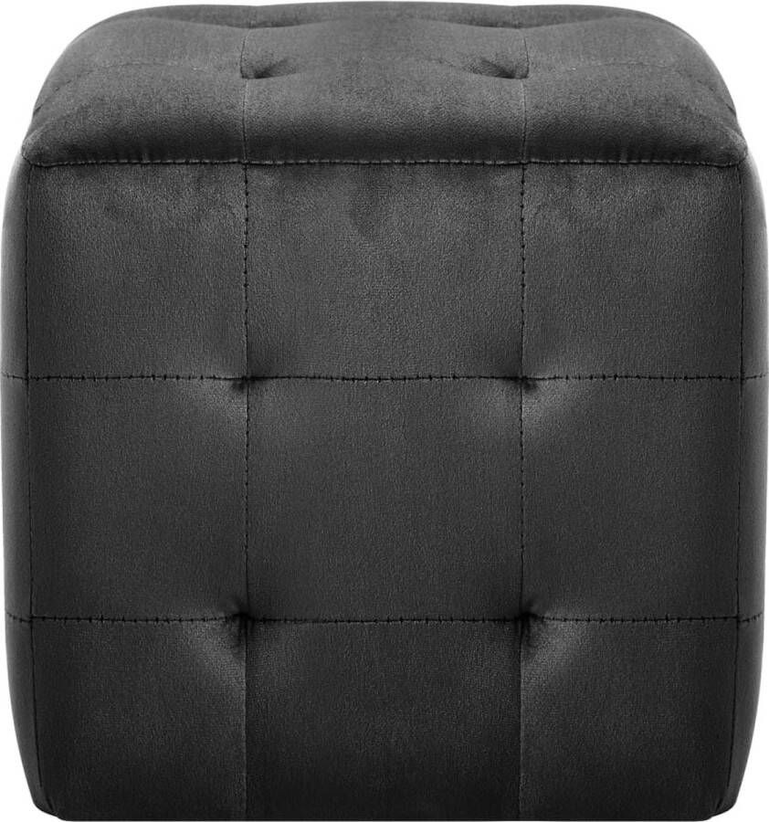 The Living Store Voetenbank Vribo 30 x 30 x 30 cm fluweel zwart houten frame Voetenbank Poef Loungepoef Relaxstoel Zithoek - Foto 2