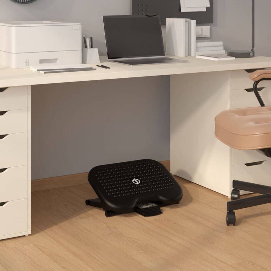 The Living Store Voetensteun Ergonomisch Massageoppervlak Duurzaam In hoogte verstelbaar Zwart 46 x 34.5 x 11 cm (B x D x H) Voetenbank Voetensteun Ergonomische Voetensteun Adjustable Footrest Massagevoetbank - Foto 3