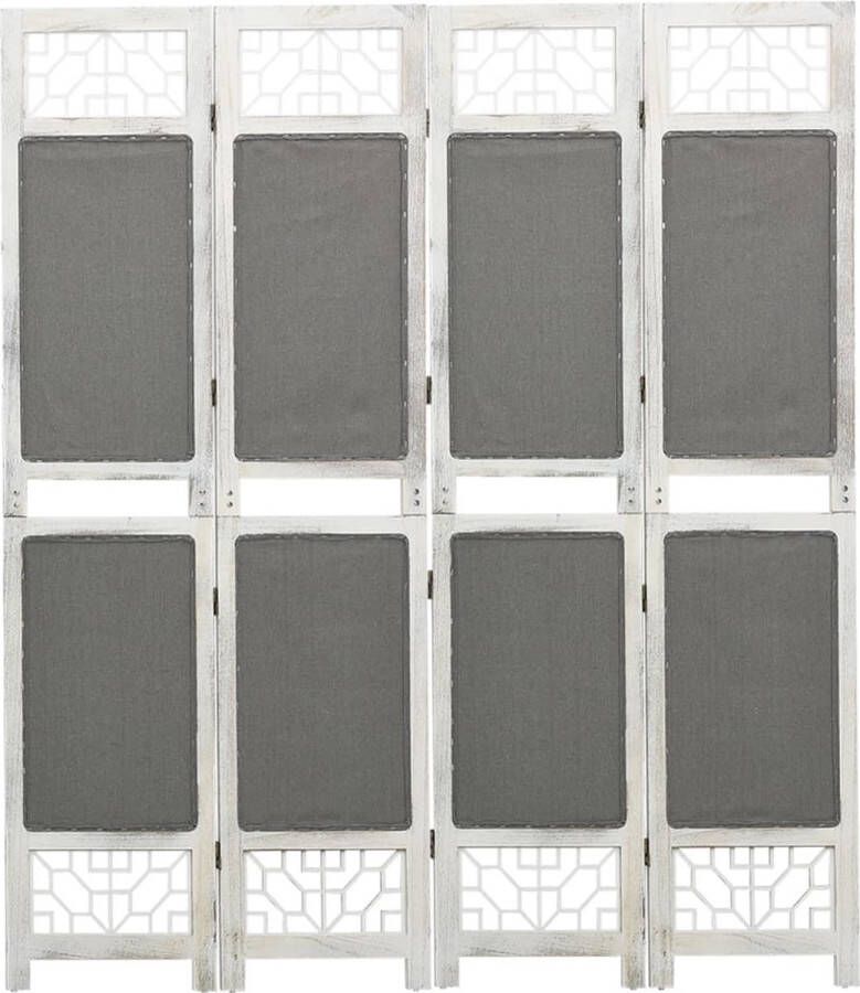 The Living Store Vrijstaand Kamerscherm Ruimteverdeler 140 x 165 cm Grijs en Wit Kamerscherm Scheidingswand Privacy Screen Klap Scherm Ruimtescheider