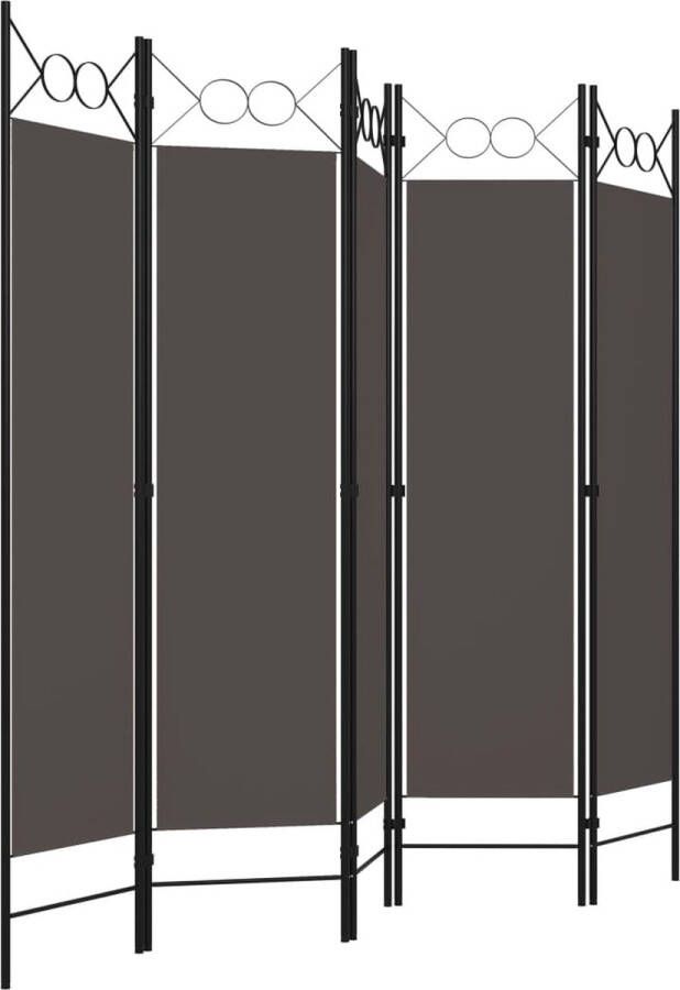The Living Store Vrijstaande Ruimteverdeler 200 x 180 cm Antraciet Stof IJzer Kamerscherm Scheidingswand Paravent Ruimteverdeler Privacy Screen - Foto 3