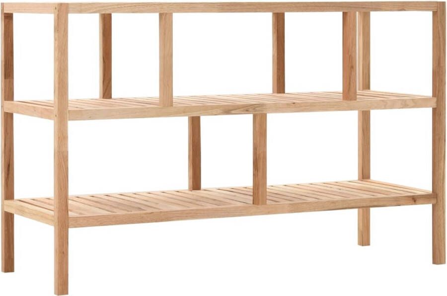 The Living Store Walnotenhouten Opbergrek 3 Niveaus Lattenpatroon Stevig en Duurzaam Ideaal voor Badkamer Eenvoudig te Monteren Afmetingen- 100 x 40 x 65 cm Walnothouten Kast Badkamerkast Opbergkast Boekenplank Muurplank - Foto 3