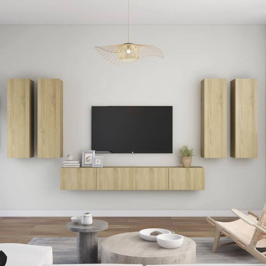 The Living Store Wand-TV Meubelset Sonoma Eiken 4x 30.5 x 30 x 110 cm + 2x 100 x 30 x 30 cm - Foto 2