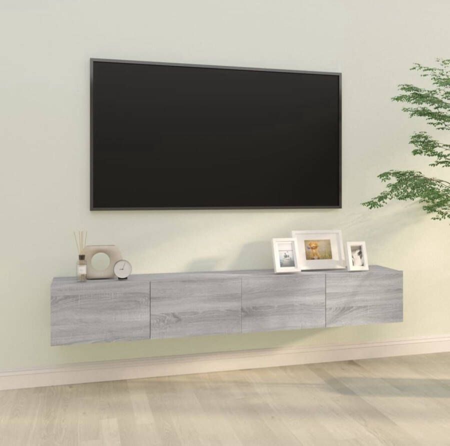 The Living Store Wandgemonteerd Tv-meubel Klassiek Tv-meubel 100 x 30 x 30 cm Kleur- grijs sonoma eiken Materiaal- bewerkt hout - Foto 2