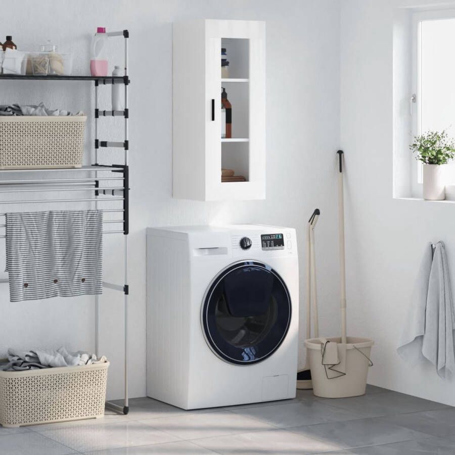 VidaXL Wandkast 34 5x34x90 cm hoogglans wit Wandkast Keukenopstelling Opslagruimte Badkamermeubel Livingroom Decoratie - Foto 3