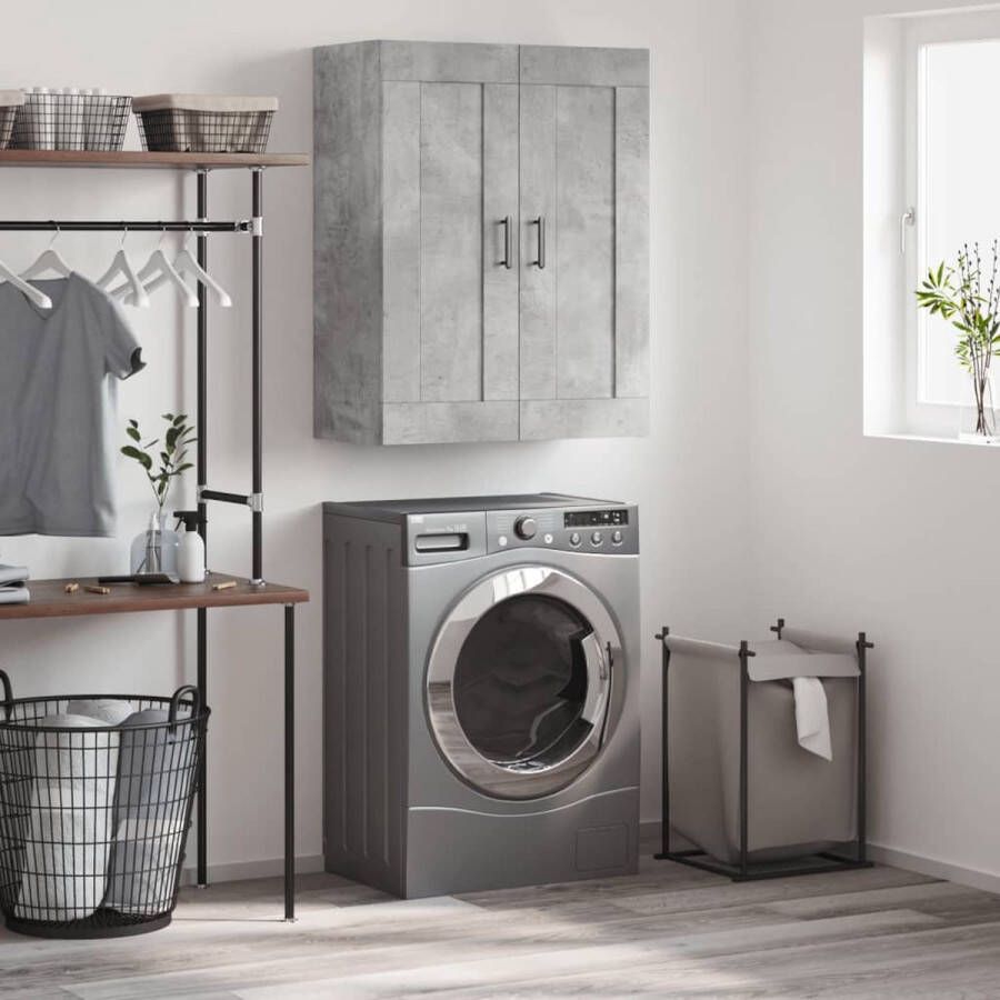 The Living Store Wandkast Betongrijs 69.5 x 34 x 90 cm Hoge kwaliteit Voldoende opbergruimte Wandgemonteerd Trendy ijzeren handgrepen Veelzijdig Montage vereist - Foto 4