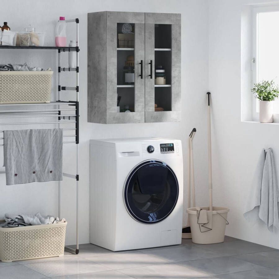 The Living Store Hangkast 69 5x34x90 cm betongrijs Wandkast Hangkast Opbergkast Houten Kast Grijze Kast - Foto 2