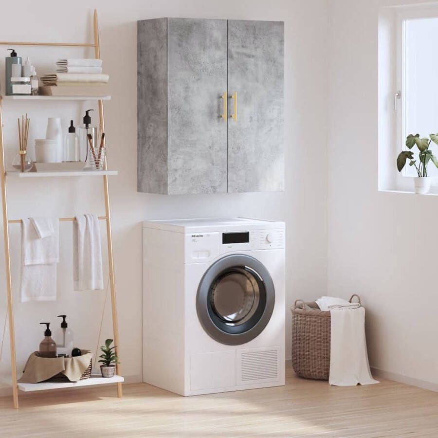 The Living Store Wandkast 69 5x34x90 cm betongrijs Wandkast Houten Kast Opbergkast Grijze Kast Betonnen Kast - Foto 2