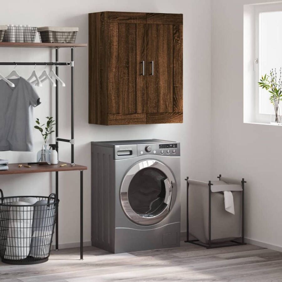 The Living Store Wandkast 69 5x34x90 cm bewerkt hout bruin eikenkleur Wandkast Opbergkast Houten Kast Bruine Eiken Kast Decoreren