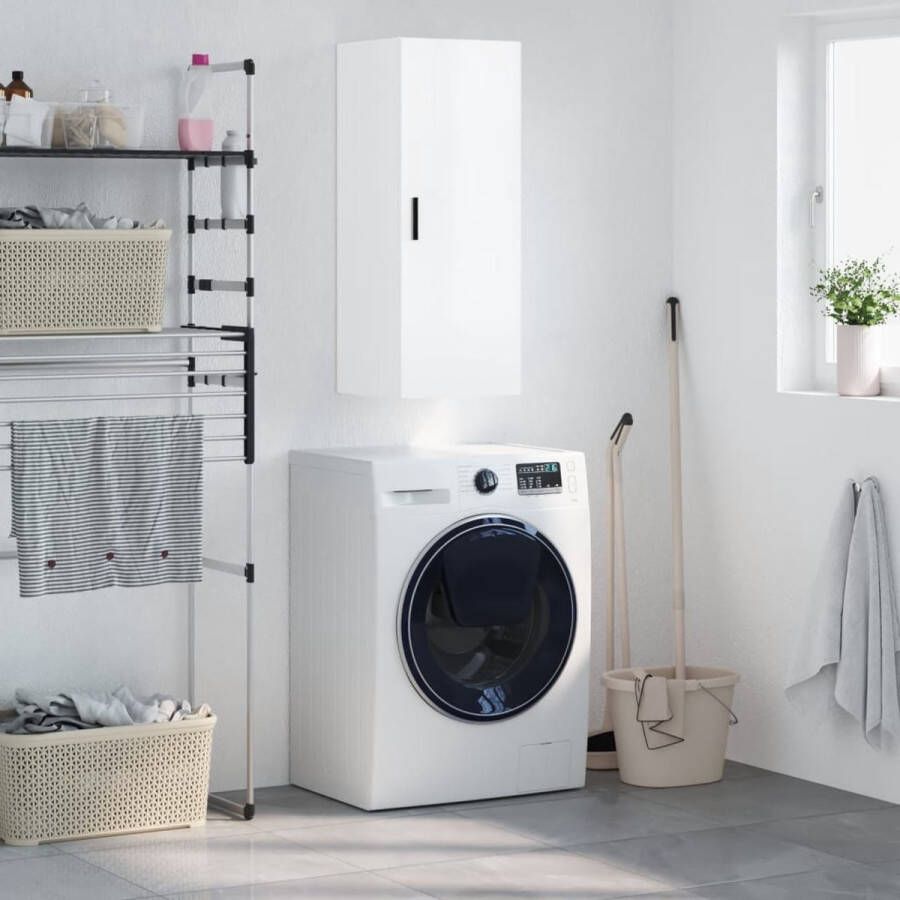 The Living Store Wandgemonteerde kast Hoogglans wit 34.5 x 34 x 90 cm Duurzaam materiaal
