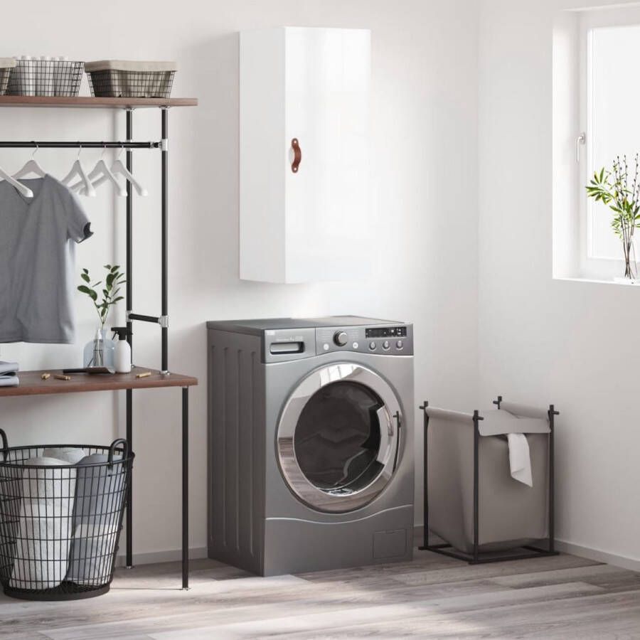 The Living Store Wandgemonteerde Kast Hoogglans Wit 34.5x34x90cm Duurzaam bewerkt hout