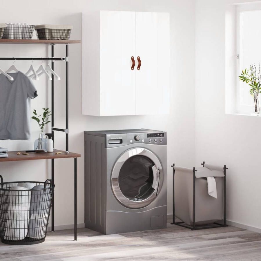 The Living Store Wandgemonteerde Kast Hoogglans wit 69.5 x 34 x 90 cm Duurzaam hout