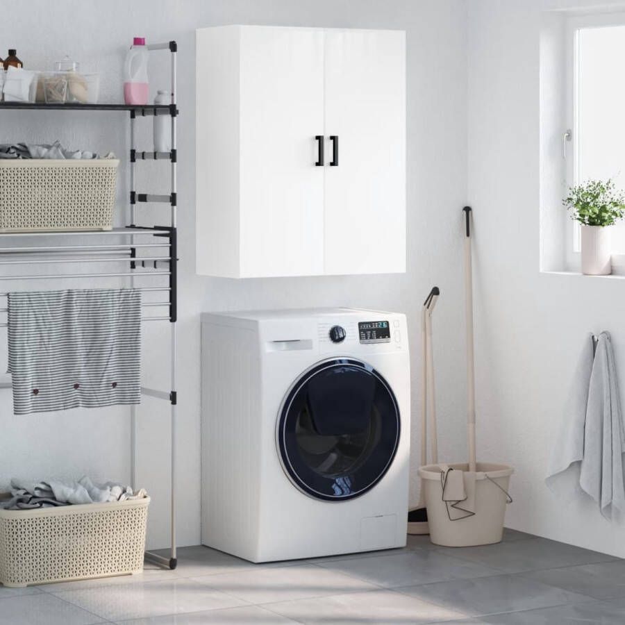 The Living Store Wandgemonteerde Kast Hoogglans Wit 69.5 x 34 x 90 cm Duurzaam Hout