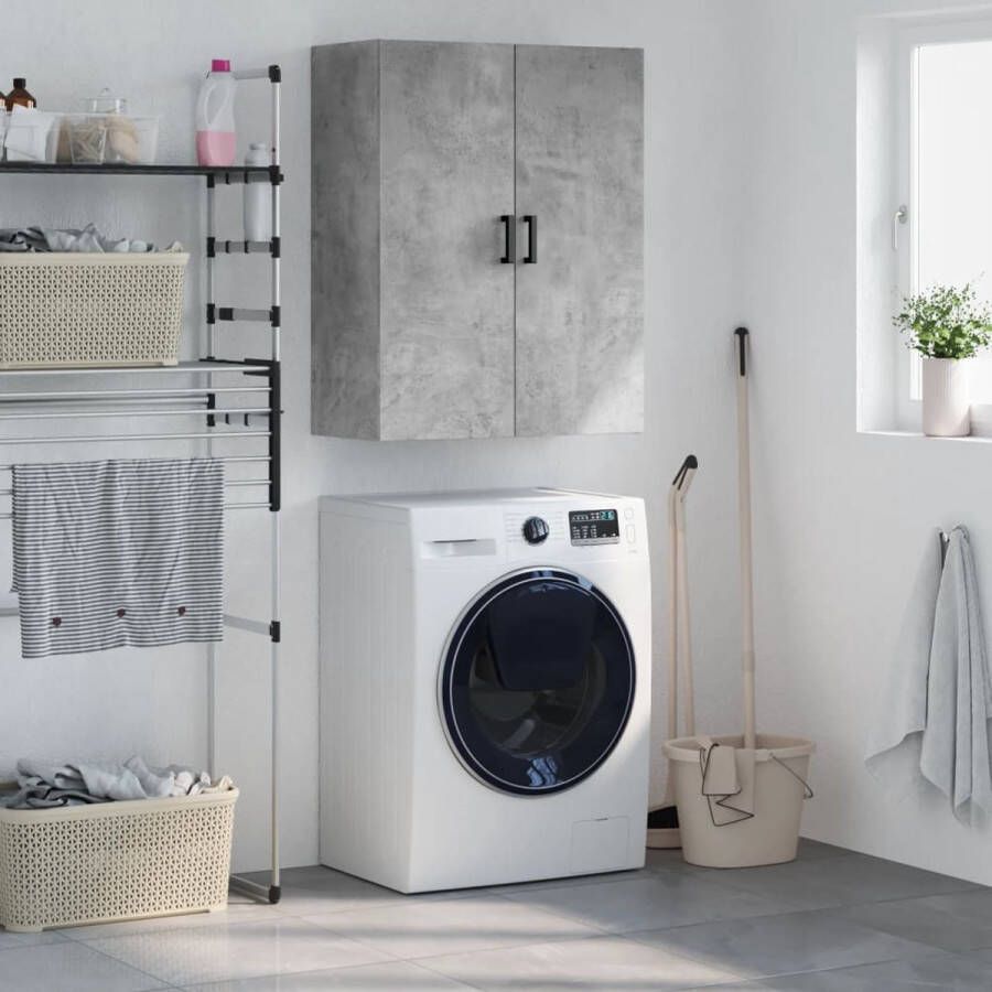 The Living Store Wandkast 69 5x34x90 cm betongrijs Wandkast Houten Kast Opbergkast Betonnen Grijze Kast Living Room Furniture - Foto 2
