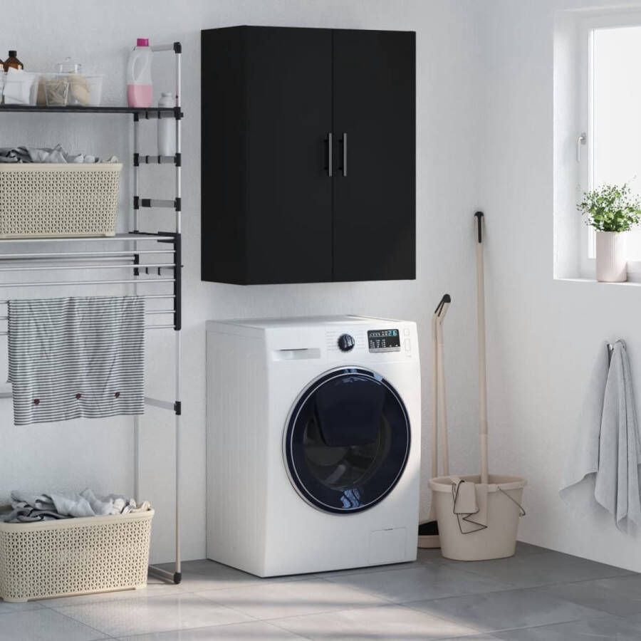 The Living Store Wandgemonteerde Kast Praktisch ontwerp Afmetingen- 69.5 x 34 x 90 cm Kleur- zwart Materiaal- bewerkt hout Montage vereist - Foto 4