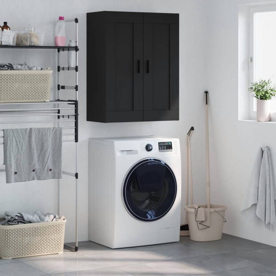 VidaXL Wandkast 69 5x34x90 cm bewerkt hout zwart Wandkast Houten Kast Zwarte Kast Opbergkast Livingroom Decoratie