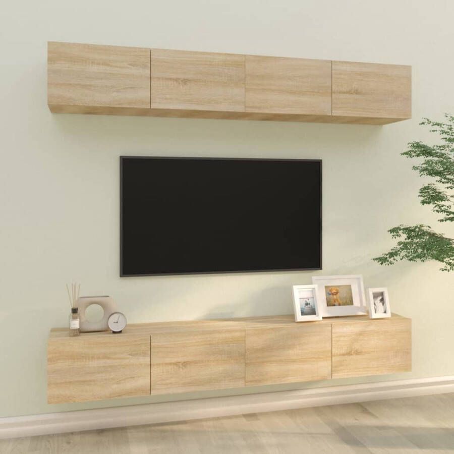 The Living Store Wandgemonteerde TV-Meubelen Bewerkt Hout 100 x 30 x 30 cm Sonoma Eiken - Foto 2