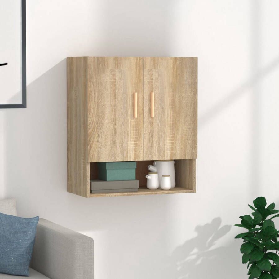 The Living Store Wandkast Scandinavische Charme Hout 60 x 31 x 70 cm (B x D x H) Sonoma Eiken - Foto 2