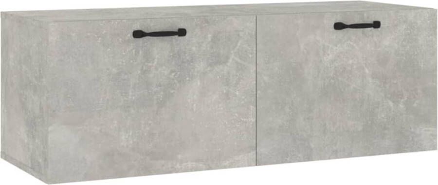 The Living Store Wandkast Bewerkt Hout 100x36.5x35 cm Betongrijs - Foto 2