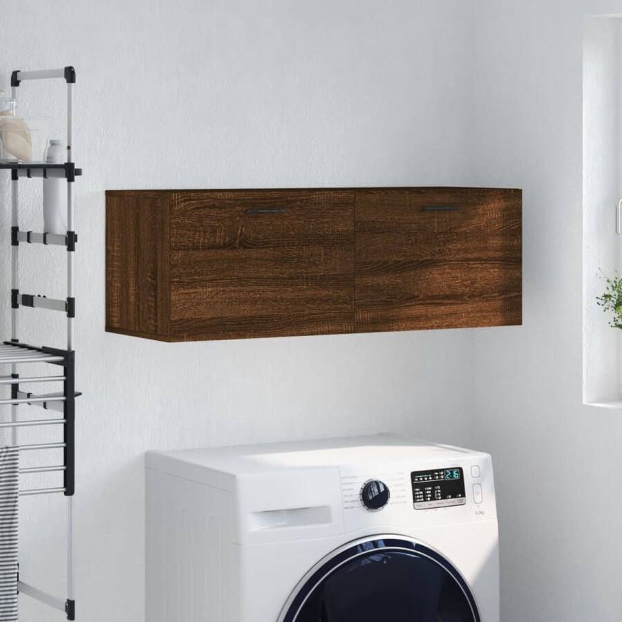 The Living Store Wandkast Bruineiken 100 x 36.5 x 35 cm Duurzaam bewerkt hout Montage vereist - Foto 2