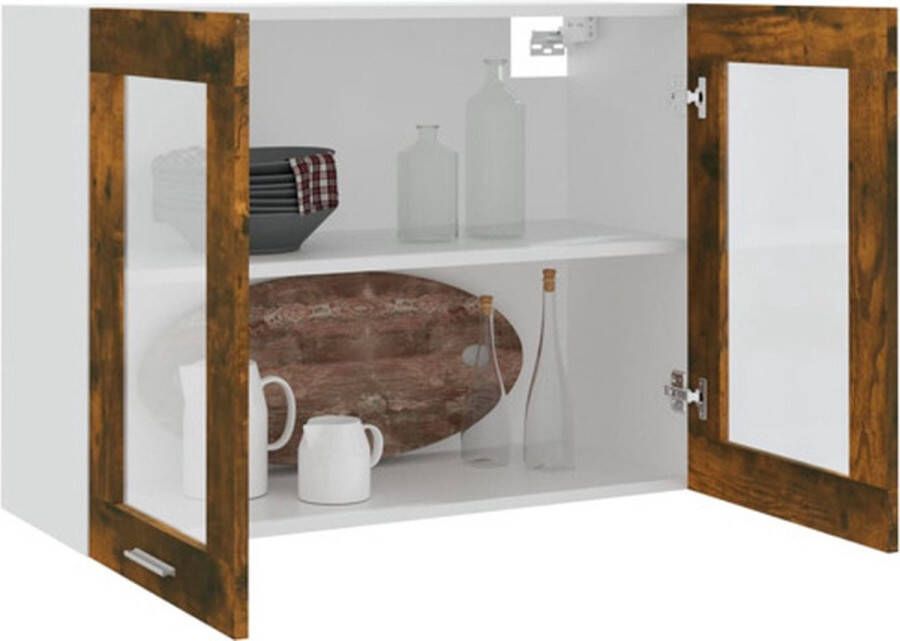 The Living Store Wandkast Gerookt Eiken Keuken 80x31x60 cm Opbergkast met Wandmontage Bewerkt Hout