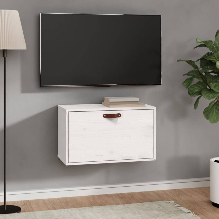 The Living Store Wandkast 60x30x35 cm massief grenenhout wit Wandkast Grenoble Hout Opbergkast Salontafel Livingroom Meubels - Foto 2