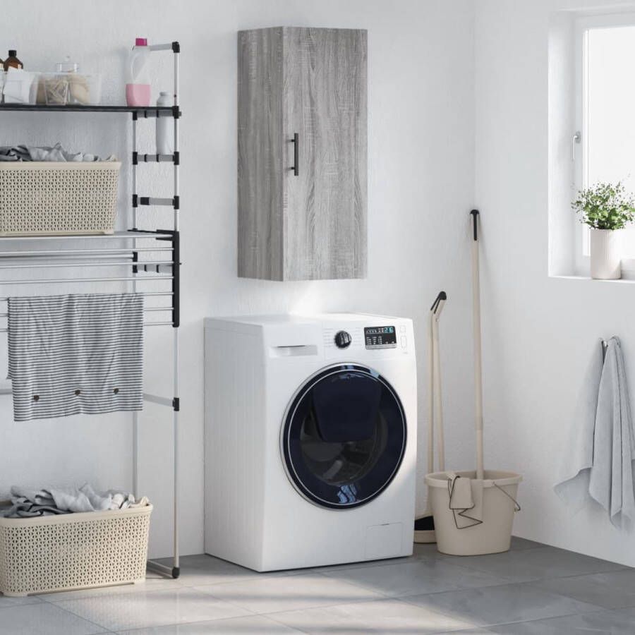 VidaXL Grijze Kast Hangkast 34 5x34x90 cm grijs sonoma eikenkleurig Houten Kast Badkamerkast Keukenkast - Foto 3