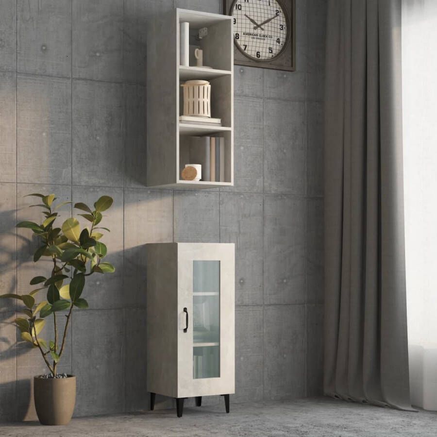 The Living Store Wandkast Serene Woonkamermeubel 34.5 x 32.5 x 90 cm Betongrijs