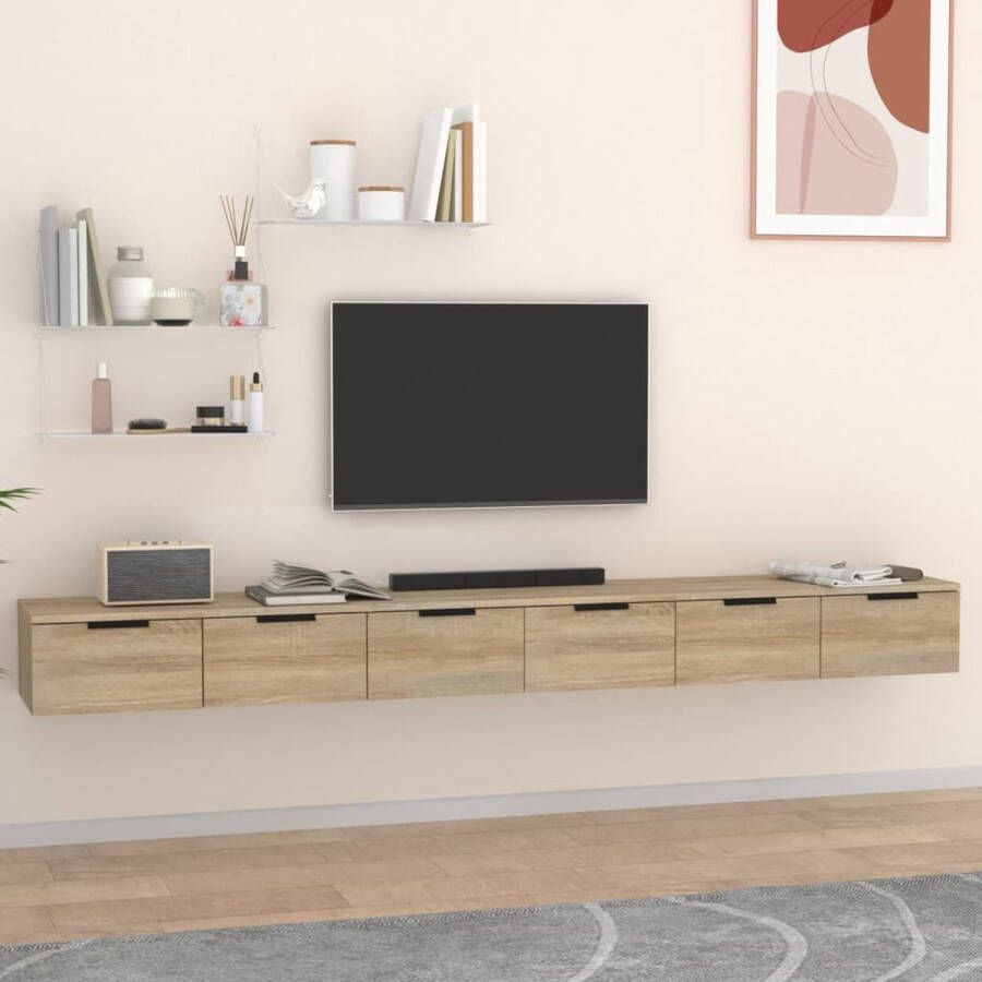 VidaXL Wandkasten 2 st 102x30x20 cm bewerkt hout sonoma eikenkleurig Wandkasten Sonoma Eiken Houten Kast Opbergkast Livingroom Furniture