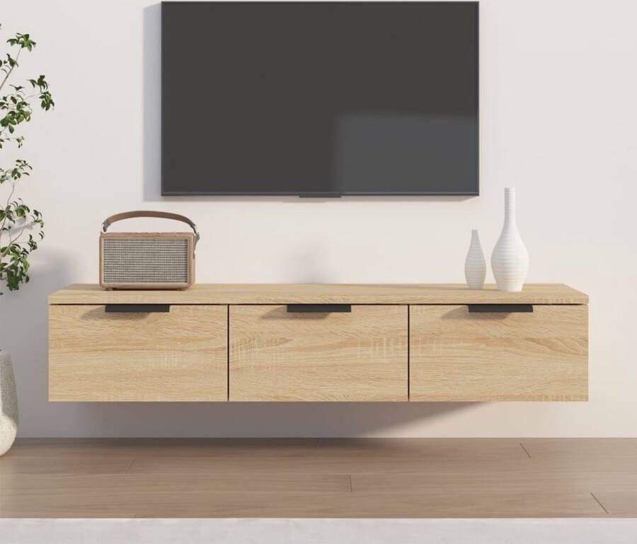 The Living Store Wandkast Sonoma Eiken 102x30x20 cm Zwevend TV-meubel met lades