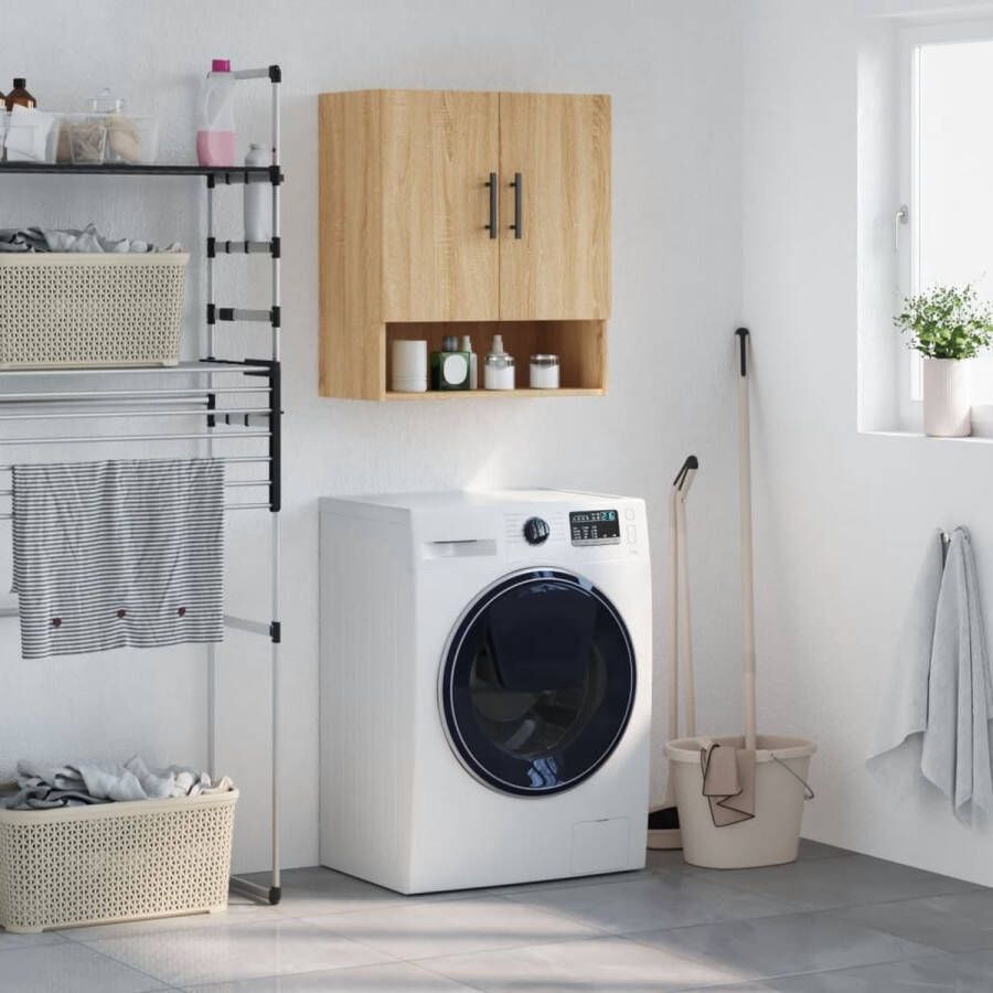 VidaXL Wandkast 60x31x70 cm Bewerkt hout Sonoma eiken Wandkast Houten Kast Opbergkast Salon Meubilair Badkamermeubels Keuken Meubel Displaykast Zwevende Kast Sonoma Eiken - Foto 2