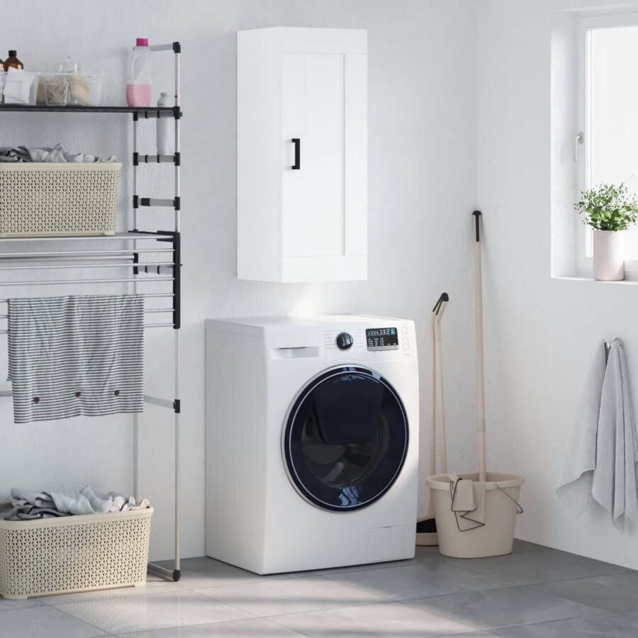 VidaXL Houten Kast Wandkast 34 5x34x90 cm bewerkt hout wit Witte Kast Opbergkast Livingroom Meubels - Foto 2