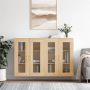 The Living Store Wandmeubel Sonoma eiken 69.5 x 34 x 90 cm bewerkt hout en glas - Thumbnail 2