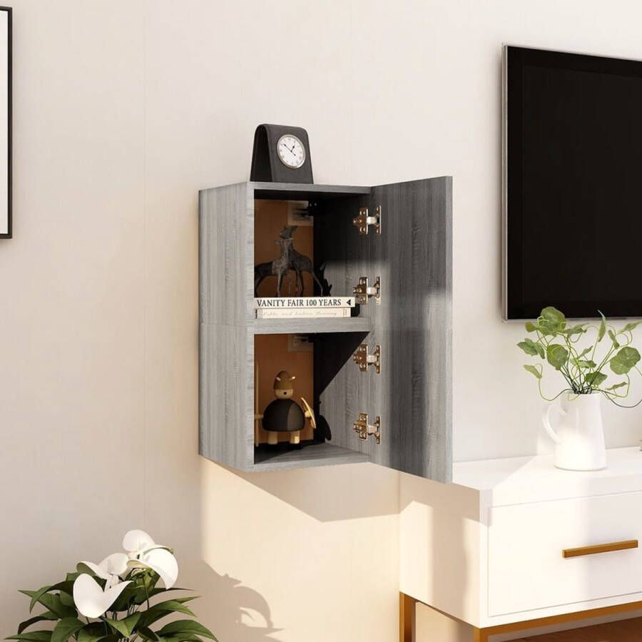 The Living Store Wandmeubel Televisiekast Grijs Sonoma Eiken 30.5 x 30 x 30 cm Montage vereist - Foto 2