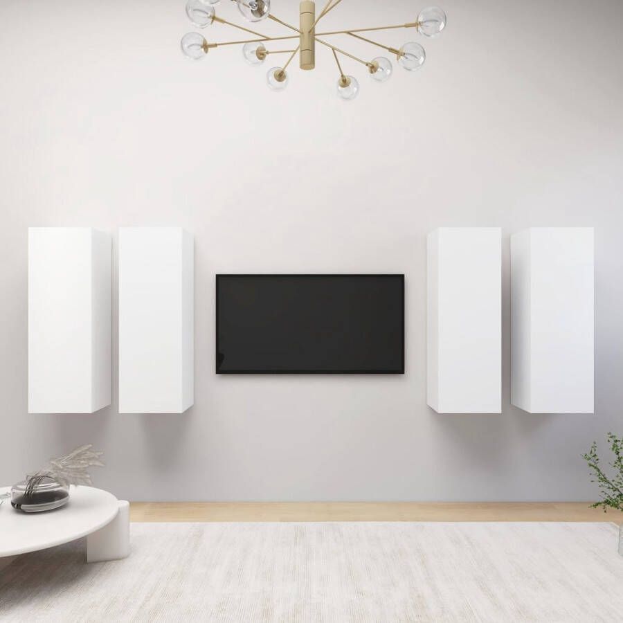 The Living Store Wandmeubelset TV-meubel wit spaanplaat 30.5 x 30 x 90 cm 2 schappen - Foto 2