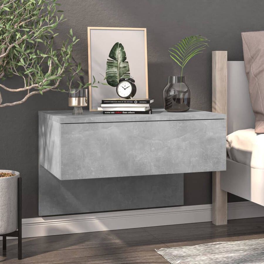 The Living Store Wandnachtkast Betongrijs 60x40x40 cm Wandmontage Ontwerp - Foto 2